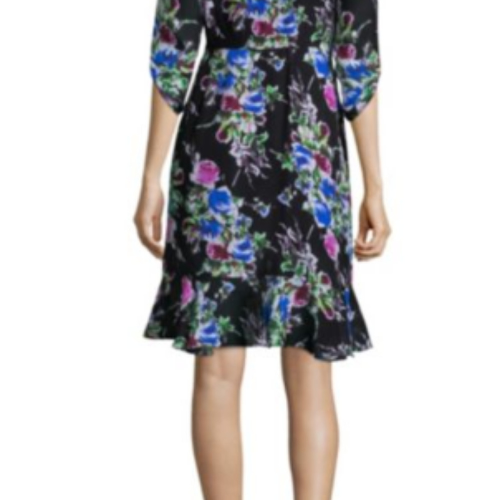 Milly of New York Black Silk Audrey Dress Size 8 - Picture 3 of 8